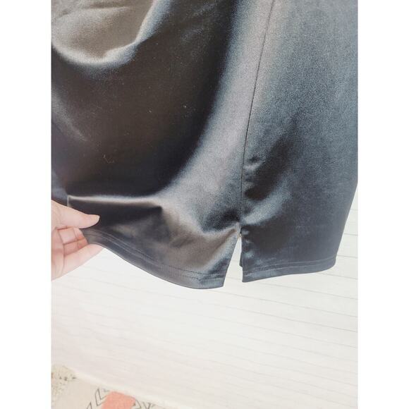 Lulus Treasured Sparkles Black Satin Rhinestone Backless Mini Dress, sz Large - Picture 8 of 16